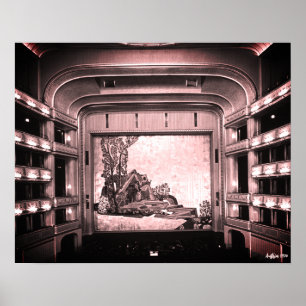 Poster Opéra Staatsoper de Vienne Autriche vintage intéri
