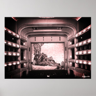 Poster Opéra Staatsoper de Vienne Autriche vintage intéri