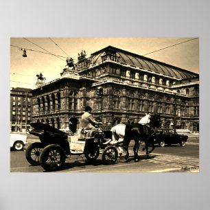 Poster Opéra Staatsoper Fiaker Vienne Autriche vintage