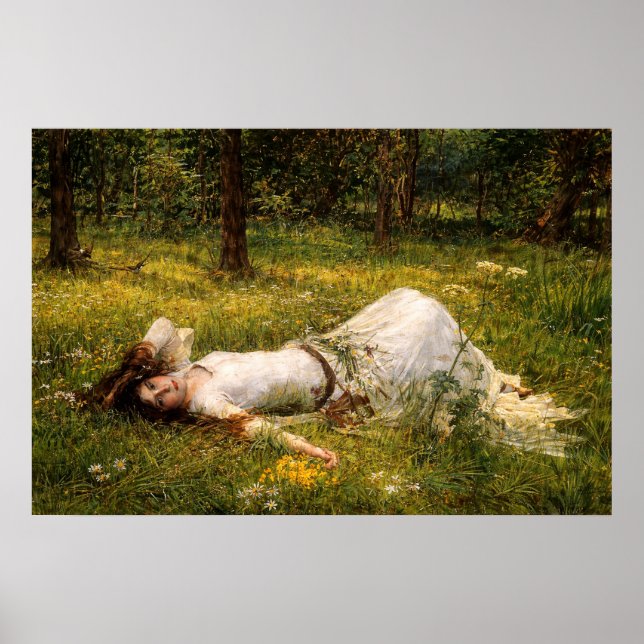 Poster Ophelia by John William Waterhouse (Devant)