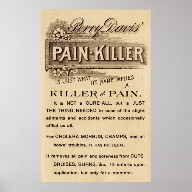 POSTER OPIATE PAIE KILLER BREVETS MÉDECINE (Devant)