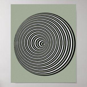 Poster Optical illusion 3D white Optical 3 D Circle