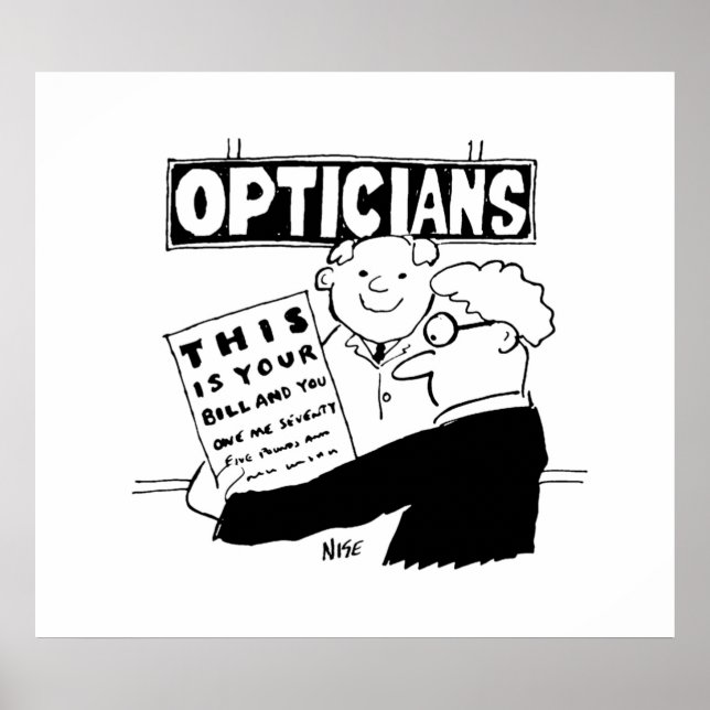 Poster Optician Présente Son Projet De Loi. Drôle dessin  (Devant)