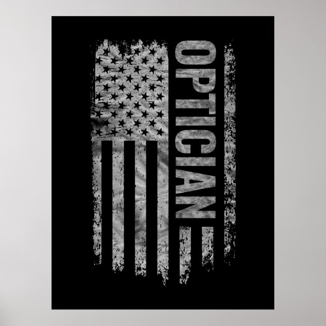 Poster Optician USA Flag Distressed design (Devant)