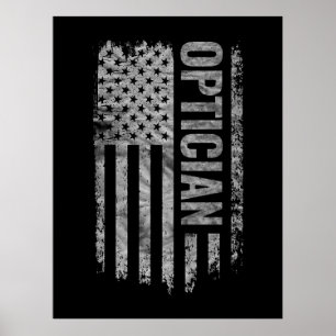 Poster Opticien drapeau USA design en détresse