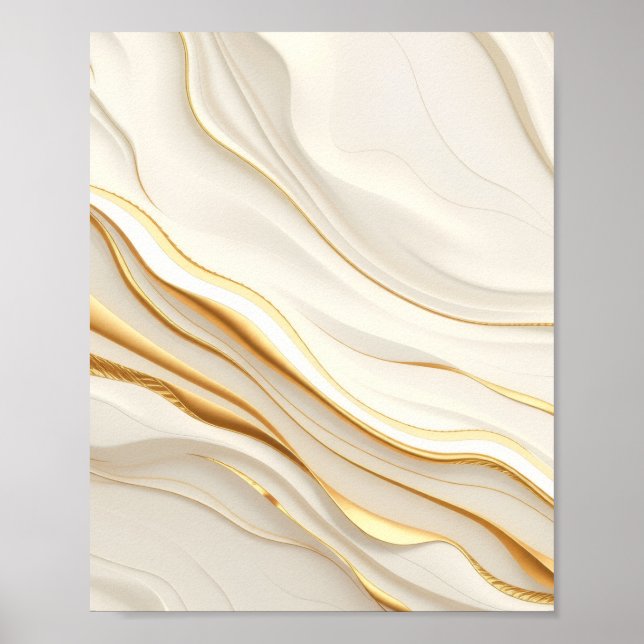 Poster "Opulent Gold and Cream Marble Swirls" (Devant)