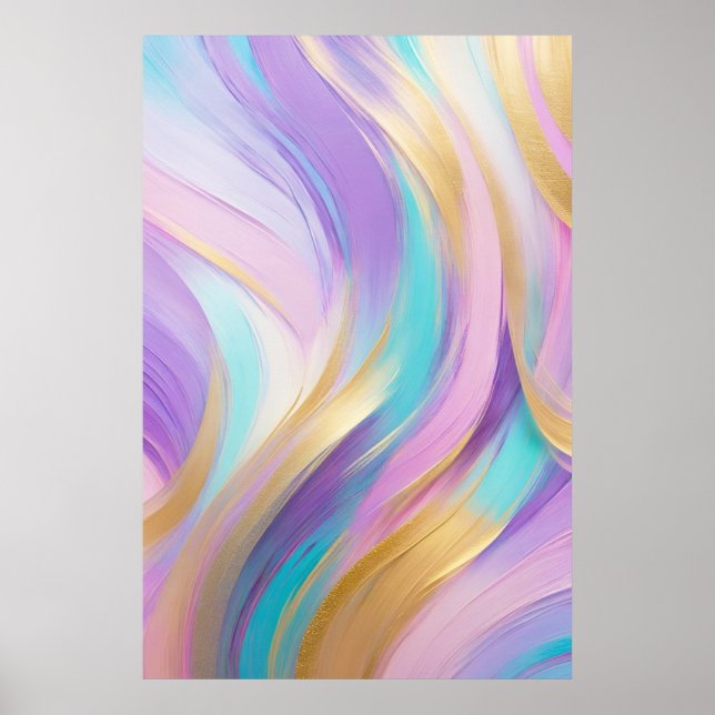 Poster Or Abstrait rose Lilac Turquoise (Devant)