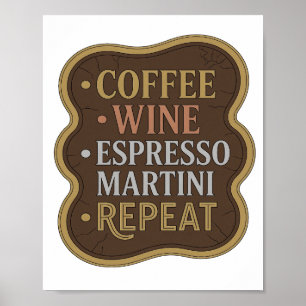 Poster Or brut EDGE CAFE VIN MARTINI EXPRESS RÉPÉTER