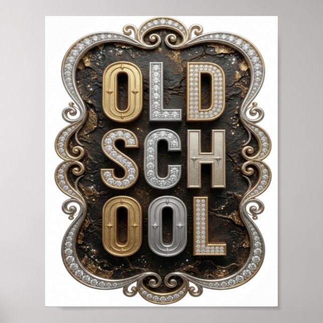 Poster Or Classique OLD SCHOOL Design Gras (Devant)