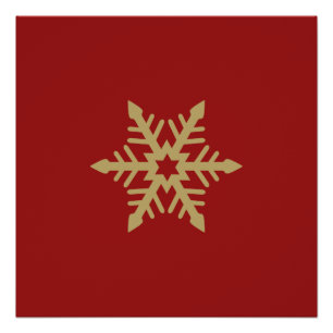 Poster Or de conception de flocon de neige sur le rouge