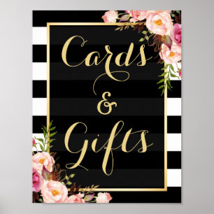 Poster Or des bandes florales   Cartes et cadeaux - Panne