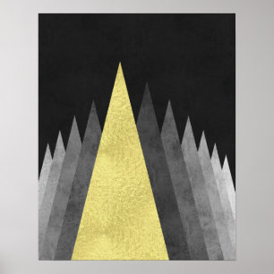 Poster Or et art géométrique minimal moderne de noir