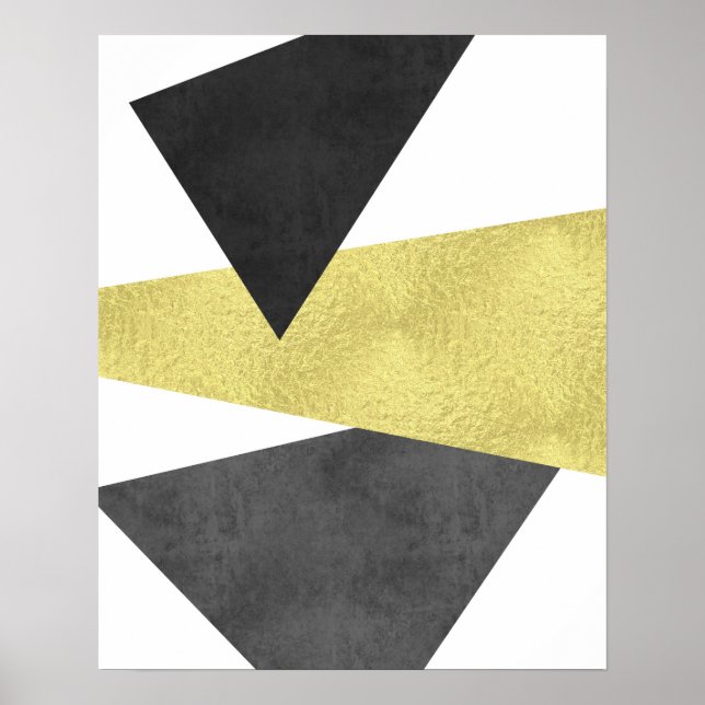 Poster Or et noir Art géométrique minimal moderne (Devant)