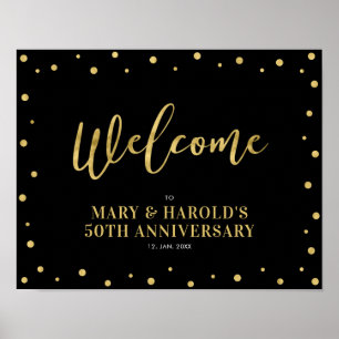 Poster Or et noir   Symbole moderne Confetti Welcome Part