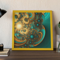 Or fractal moderne bleu turquoise