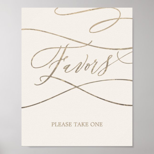 Poster Or Gold Calligraphié | Cadeaux de Mariage Ivoire (Devant)