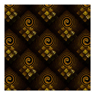 Poster Or Moderne Bohème Élégant Motif d'Art Abstrait #50