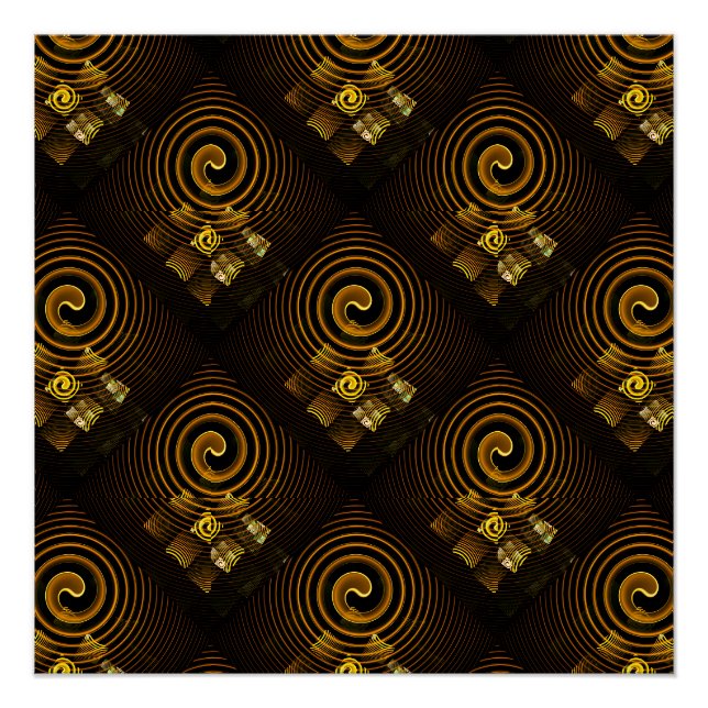 Poster Or Moderne Bohème Élégant Motif d'Art Abstrait #50 (Devant)