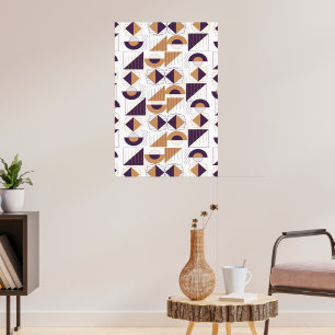 Poster Or moderne et violet Abstrait motif géométrique