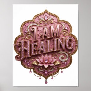 Poster Or Moderne Texte en 3D I AM HEALING Art