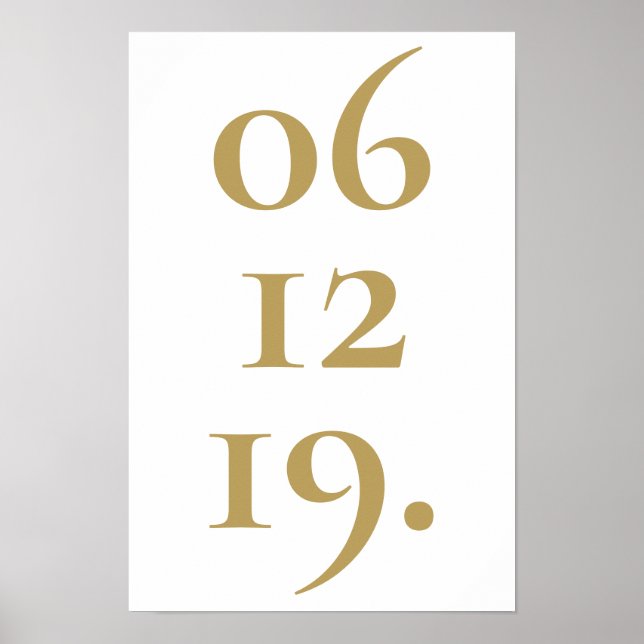 Poster Or personnalisé date spéciale moderne (Devant)
