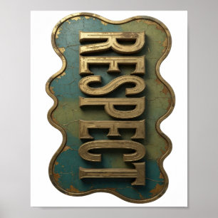 Poster Or RESPECT Design Moderne Attrayant en Or