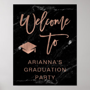 Poster Or Rose Faux et marbre   Accueil Grad Party