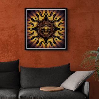 Poster Or souriant Mandala Sun AI Art