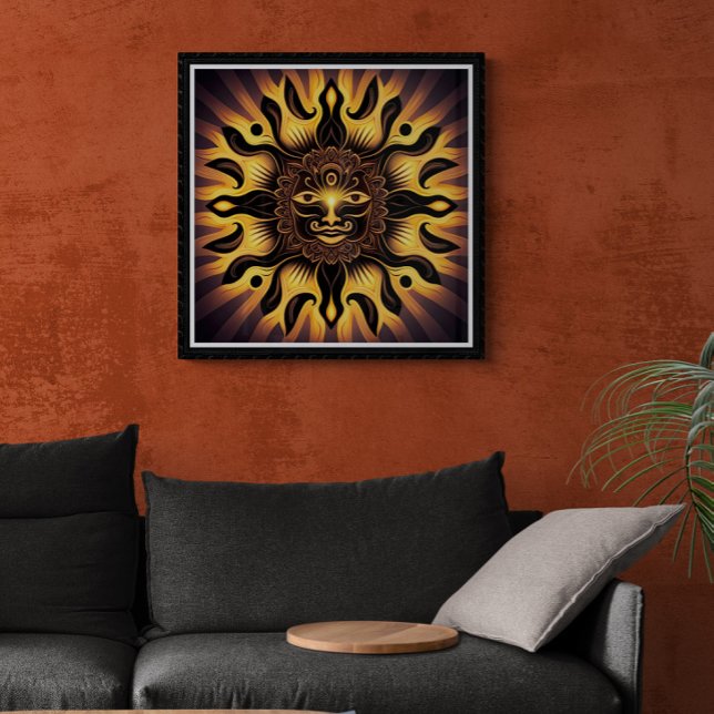 Poster Or souriant Mandala Sun AI Art (Créateur téléchargé)