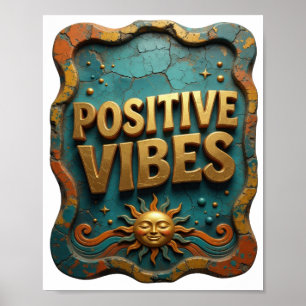 Poster Or vif VIBES POSITIVES