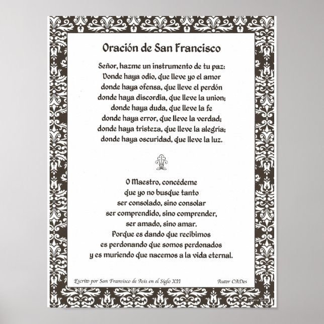 Poster Oracion de San Francisco (Devant)