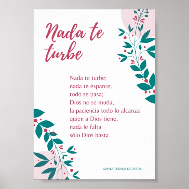 Póster oración Santa Teresita Poster (Front)