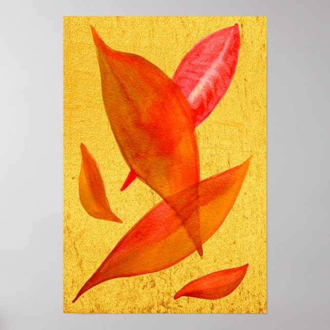 Poster Orange Automne Feuilles d'automne illustration de  (Devant)