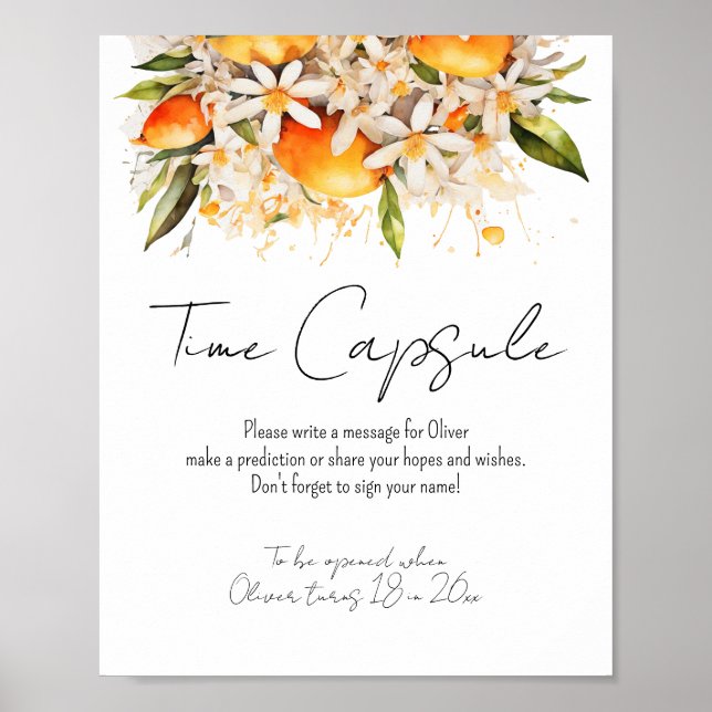 Poster Orange Baby shower Citrus Temps Capsule (Devant)
