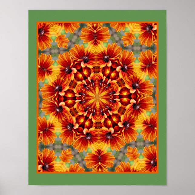 Poster Orange Black Eyed Susan Daisy Abstrait (Devant)