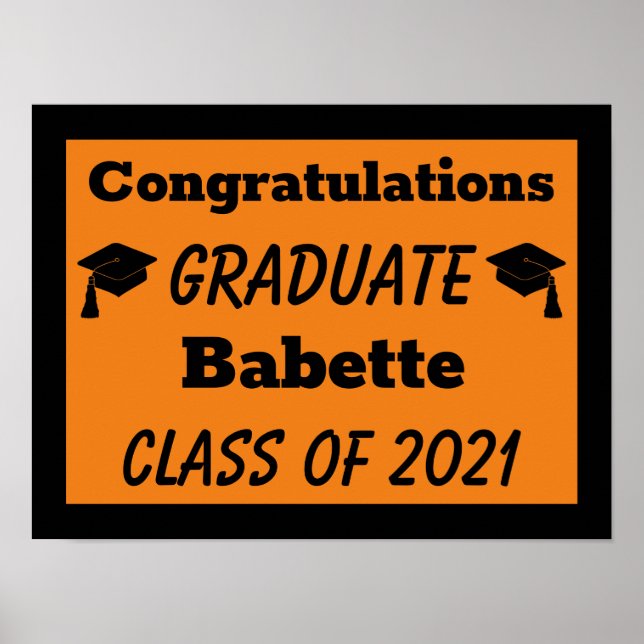 Poster Orange Black Félicitations Graduation (Devant)