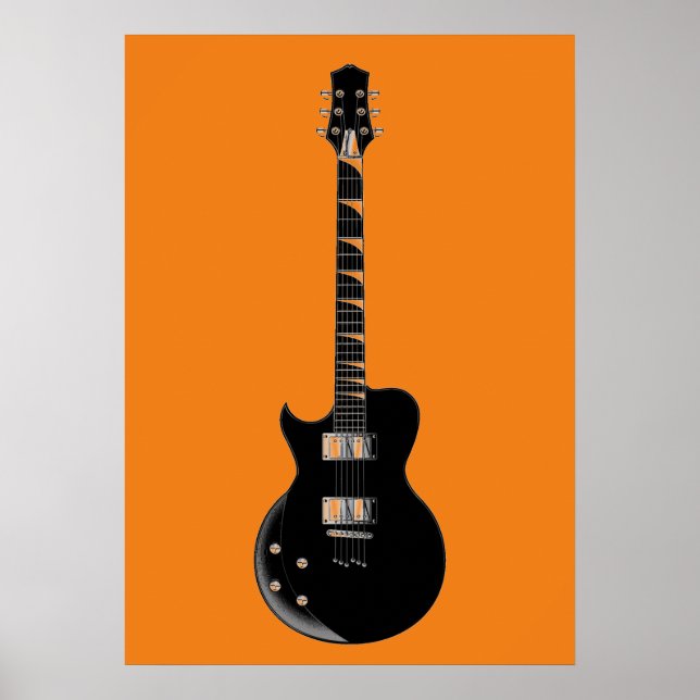 Poster Orange Black Pop Art Guitare électrique (Devant)