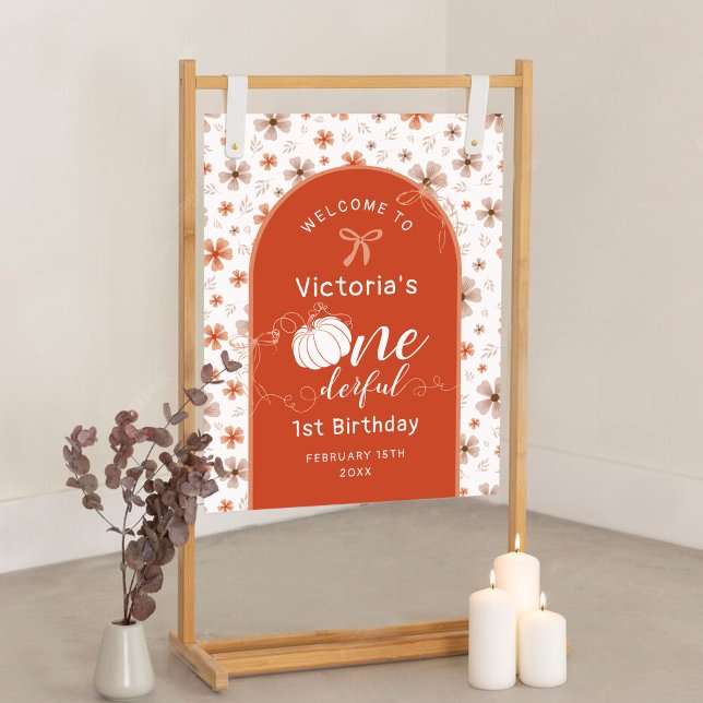 POSTER ORANGE BOW & ARCH FALL PUMPKIN FLOWERS BIRTHDAY (Créateur téléchargé)