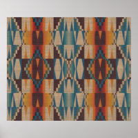 Orange Brown Rouge Turquoise Bleu Ethnic Tribal Mo