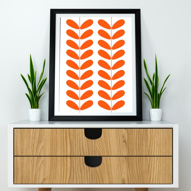 Poster Orange Bureaux Fleurs Au Milieu Du Siècle Moderne (Créateur téléchargé)