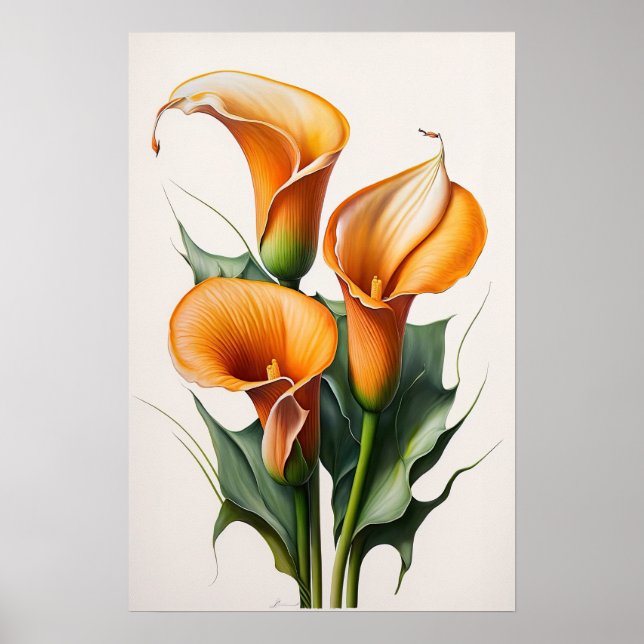 Poster Orange Calla Lilies Lily Flower Art Imprimer Poste (Devant)