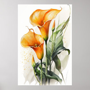 Poster Orange Calla Lilies Lily Flower Art Imprimer Poste