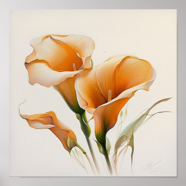 Poster Orange Calla Lilies Lily Flower Art Imprimer Poste (Devant)
