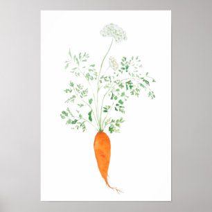 Poster orange carrot  watercolor 