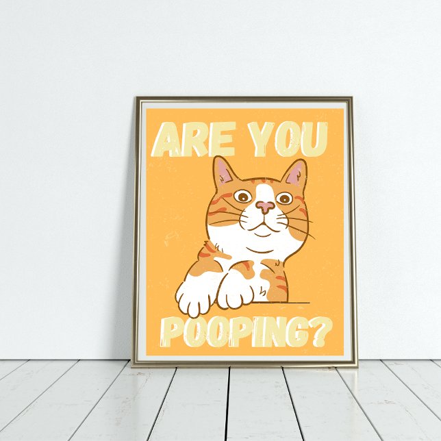 Poster Orange CAT Es-tu en train de balancer salle de bai (Créateur téléchargé)
