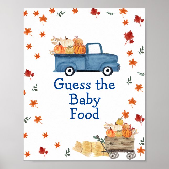 Poster Orange Citrouille Blue Truck Guess the Baby Food S (Devant)