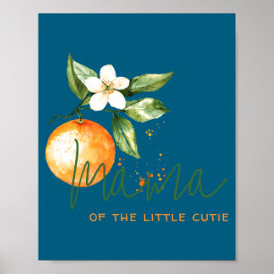 Poster Orange Citrus Little Cutie Baby Shower Maman à Ven