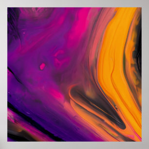 Poster Orange clair et rose Abstrait Mur Art