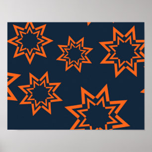 Poster Orange, cool, tendance, joueuse motif en forme d'é