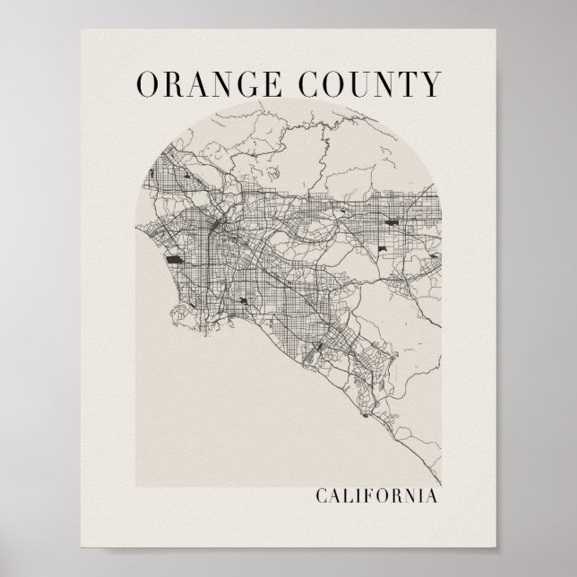 Poster Orange County California Boho Arch Beige (Devant)